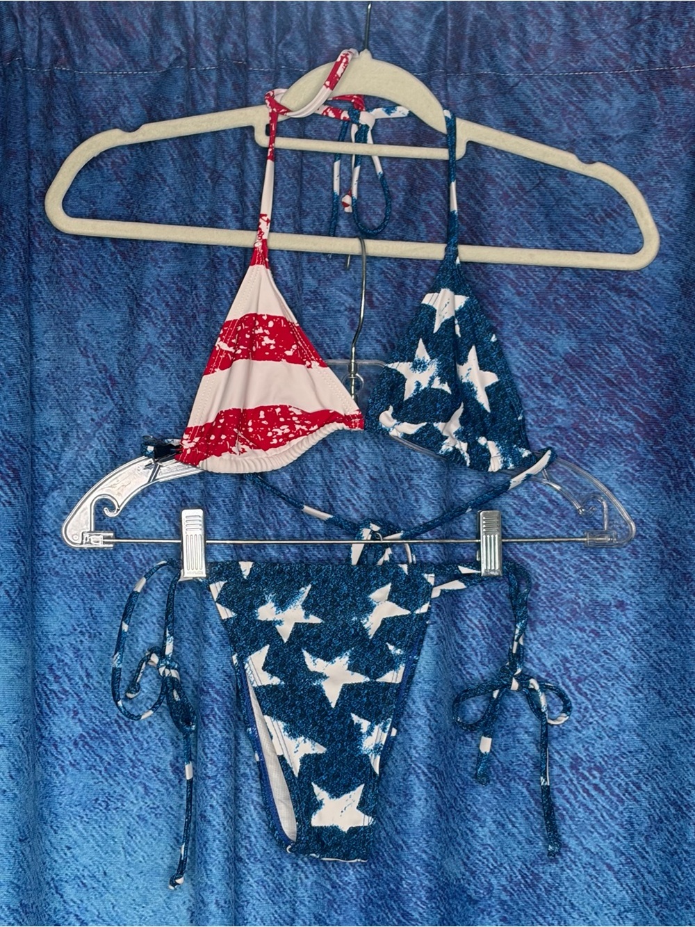 Patriotic Stars & Stripes Triangle Bikini Set